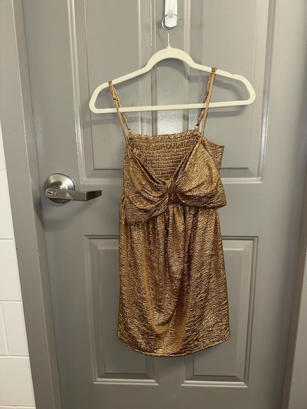 Show Me Your MuMu Metallic Gold Mini Dress